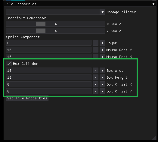 box collider properties